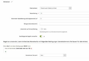 Magento Warenkorbregeln Aktion