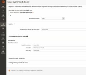 Magento Warenkorb Labels