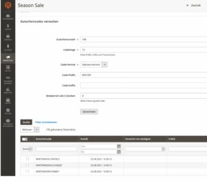 Magento Warenkorbregel Gutscheine generieren