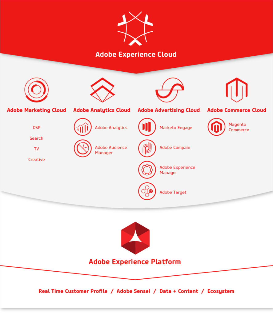 Adobe Experience Cloud Netzwerk - Grafik grau