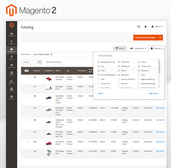 Magento 2 Backend Screenshot
